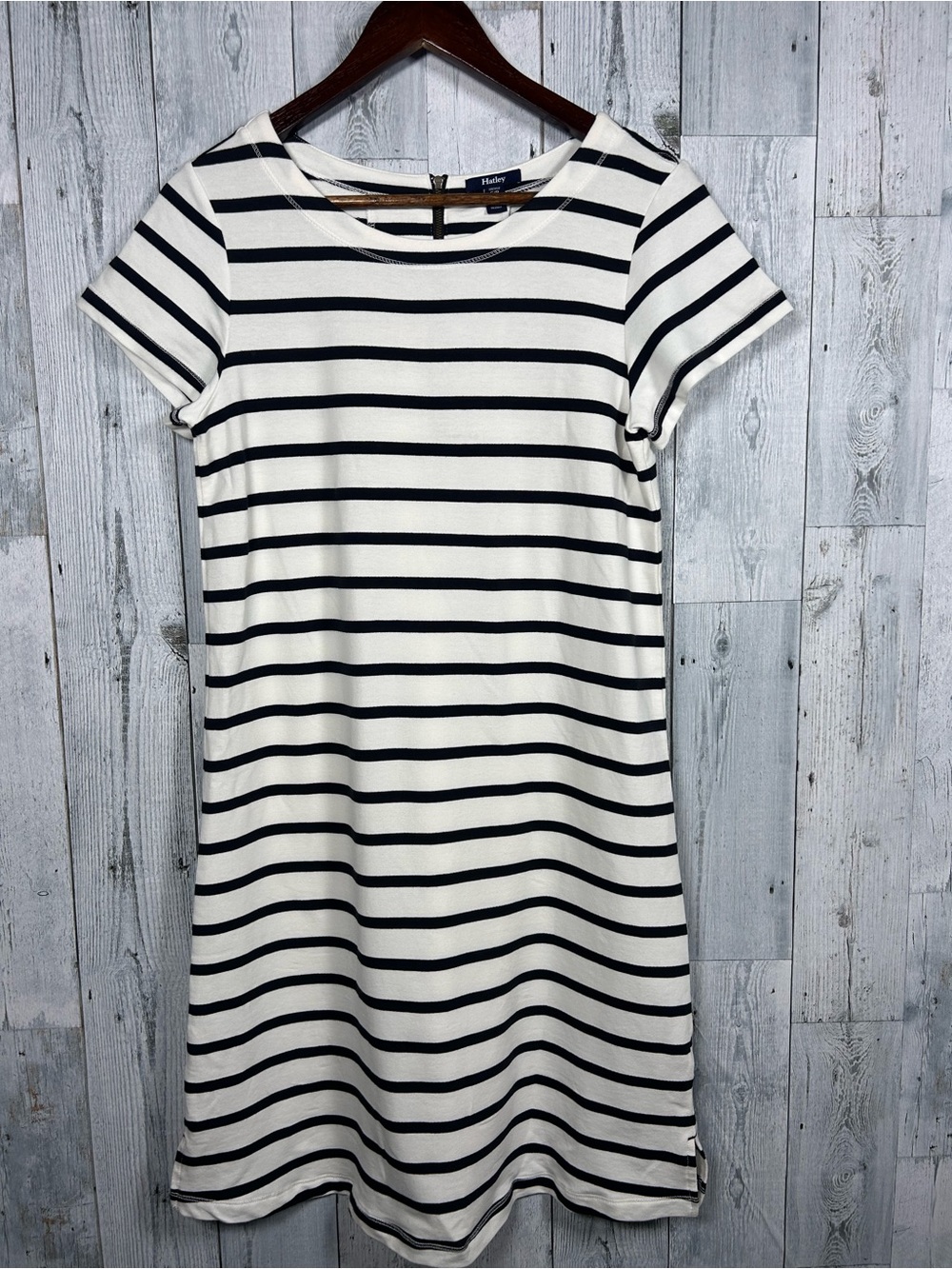 Hatley S Black White Striped T-Shirt Dress Monochrome Minimalist Casual Chic Mod